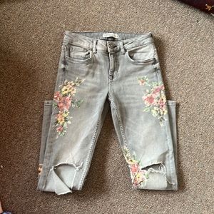 Zara floral low rise skinny Jean